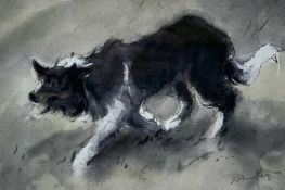 WILLIAM SELWYN colour print - sheep dog, signed in pencil, 14.5 x 19.5cms