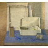 ALFONS BYTAUTUS (Scottish Born 1955) oil on canvas - still life boxes and ribbon, signed and