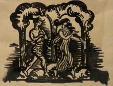 HELEN M STEINTHAL (British 1911 - 1991), pen and ink - Satyr and Maiden, 26.5 x 32.5cms