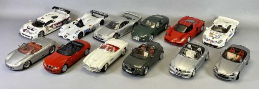 DIECAST SCALE MODEL SPORTS CARS (12) - by Revell, Maisto, Guiloy, ETC, various scales, all boxed