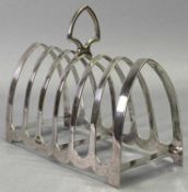 SILVER TOAST RACK - Sheffield 1939, Maker Emile Viner, six section with shield shape handle, 11.5cms