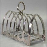 SILVER TOAST RACK - Sheffield 1939, Maker Emile Viner, six section with shield shape handle, 11.5cms