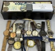 LADY'S & GENT'S FASHION WRISTWATCHES contained in a modern wine bottle box, to include one vintage