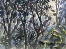 HELEN M STEINTHAL (British 1911 - 1991), watercolour - figures in woodland, 28 x 37.5cms