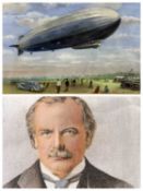 TOM DENNISON (British 20th century) watercolour - 'Graf Zeppelin', signed lower right, 38 x 54cms