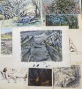 HELEN M STEINTHAL (British 1911 - 1991) a folio containing over 100 watercolours/pencil sketches -