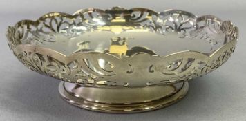 PIERCED EDGE CIRCULAR FOOTED SWEETMEAT DISH - Birmingham 1944, Maker Lanson Ltd, 5cms H, 16.5cms