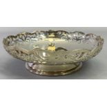 PIERCED EDGE CIRCULAR FOOTED SWEETMEAT DISH - Birmingham 1944, Maker Lanson Ltd, 5cms H, 16.5cms