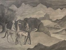 HELEN M STEINTHAL (British 1911 - 1991) pencil sketch - 'The Messenger', 36.5 x 48.5cms