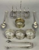 SMALL SILVER & EPNS WARE to include a Walker & Hall four section toast rack, Sheffield 1904,