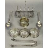 SMALL SILVER & EPNS WARE to include a Walker & Hall four section toast rack, Sheffield 1904,