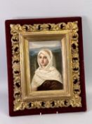 A KPM BERLIN RECTANGULAR PORCELAIN PLAQUE - finely painted with a head and shoulder portrait of