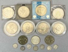 VINTAGE BRITISH & OVERSEAS COINAGE with a quantity of Churchill and other commemorative crowns,