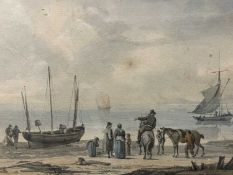 ATTRIBUTED TO JULIUS CAESAR IBBETSON (British 1759 - 1817), watercolour - figures and boats on