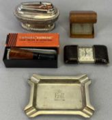 SILVER WHITE METAL & OTHER GENT'S COLLECTABLES - lot includes a Birmingham 1952 silver ashtray