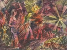 HELEN M STEINTHAL (British 1911 - 1991) watercolour - rock concert, monogrammed lower right, 30 x