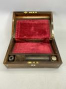 VICTORIAN ROSEWOOD WRITING BOX - inlaid with mother of pearl detail, fitted interior with writing