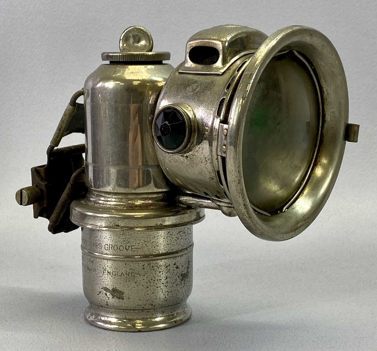 VINTAGE/ANTIQUE VEHICLE LIGHTING - Lucas Calcia Club nickel cased cycle lamp, 15cms H, a ' - Image 2 of 3