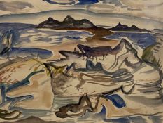 HELEN M STEINTHAL (British 1911 - 1991) watercolour - coastal view, 26.5 x 35cms