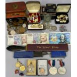 VINTAGE & LATER BRITISH & CONTINENTAL COINS & COLLECTABLES GROUP - lot includes 1.1ozt of pre 1947