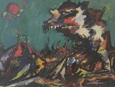 HELEN M STEINTHAL (British 1911 - 1991) gouache - Mountain Monster, 35.5 x 46.5cms