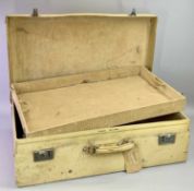 FINNIGANS OF LONDON VINTAGE PIG SKIN SUITCASE - with chrome fittings stamped 'Mrs Ravenscroft, The