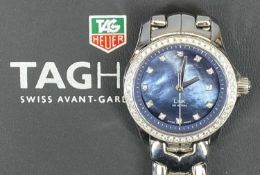 LADY'S TAG HEUER LINK 200M QUARTZ WRISTWATCH - black mother of pearl dial set with diamond markers