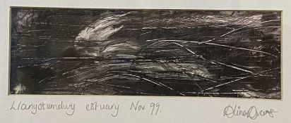 ELINOR EVANS (British born 1982), a pen and ink wash - Llanystumdwy Estuary November '99, signed