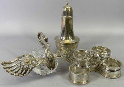 VINTAGE & MODERN HALLMARKED SILVER WARE - 7 items to include a plastic lined sugar caster,