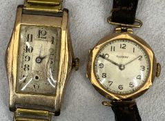 9CT GOLD CASED VINTAGE WRISTWATCHES (2) - the dial to one marked 'Rotary'