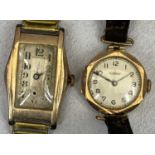 9CT GOLD CASED VINTAGE WRISTWATCHES (2) - the dial to one marked 'Rotary'