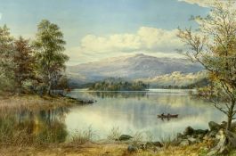 EBENEEZER ALFRED WARMINGTON (British 1830 - 1903) watercolour - extensive mountainous lake,