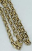 9CT GOLD BELCHER LINK NECKLACE WITH LOBSTER CLASP - 66.5cms L open, 14.3grms