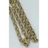 9CT GOLD BELCHER LINK NECKLACE WITH LOBSTER CLASP - 66.5cms L open, 14.3grms