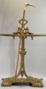 VICTORIAN PAINTED CAST IRON STICK STAND - cast with openwork and foliage with double hoop and