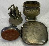 SILVER & WHITE METAL COLLECTABLES - 4 items to include a S Mordan & Co vesta case, Chester 1906,