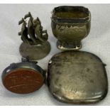 SILVER & WHITE METAL COLLECTABLES - 4 items to include a S Mordan & Co vesta case, Chester 1906,