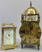 BRASS CASED CARRIAGE CLOCK - 20th century, white enamel dial with black Roman numerals marked 'David