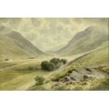 J W CAREY (1936) watercolour - titled 'Donegal Barnesmore Gap', signed and dated lower right, 24.5 x