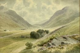 J W CAREY (1936) watercolour - titled 'Donegal Barnesmore Gap', signed and dated lower right, 24.5 x