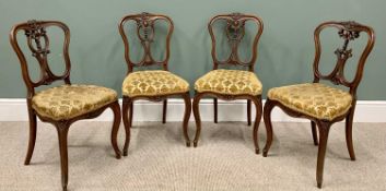 LATE VICTORIAN DRAWING ROOM CHAIRS - a set of four rosewood chairs on cabriole supports, 51cms H,