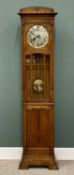 ARTS & CRAFTS STYLE OAK LONGCASE CLOCK - pendulum driven with silvered dial, stylised Arabic