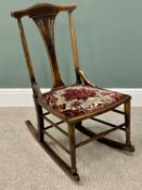 VINTAGE SPLATBACK ROCKING CHAIR - with upholstered seat, 89cms H, 46cms W, 42cms D