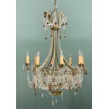 20th CENTURY EIGHT BRANCH CHANDELIER - a fine example having facet cut and floral moulded prisms