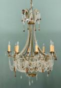 20th CENTURY EIGHT BRANCH CHANDELIER - a fine example having facet cut and floral moulded prisms