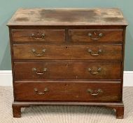 GEORGIAN MAHOGANY CHEST - having two short over three long oak lined drawers with brass swan neck