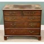 GEORGIAN MAHOGANY CHEST - having two short over three long oak lined drawers with brass swan neck