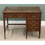 EDWARDIAN MAHOGANY LADY'S WRITING DESK - having four small side drawers, single frieze drawer and