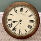 RAILWAY INTEREST - LMS station clock having Roman numerals on a painted dial, single fusee and
