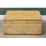 VINTAGE STRIPPED PINE BLANKET BOX - 44cms H, 94cms W, 55cms D